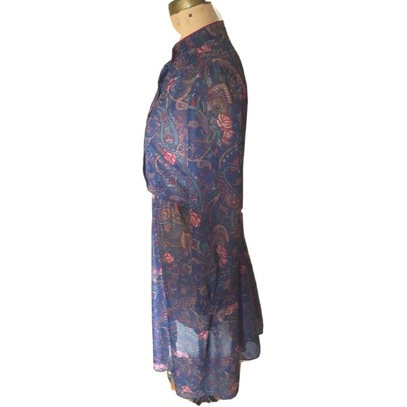 Vintage 70s paisley dress floral print cottagecore granny elastic waist midi M - Picture 10 of 12